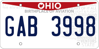 OH license plate GAB3998