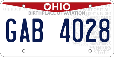OH license plate GAB4028