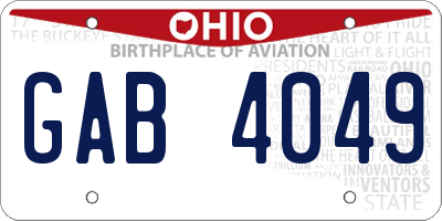 OH license plate GAB4049