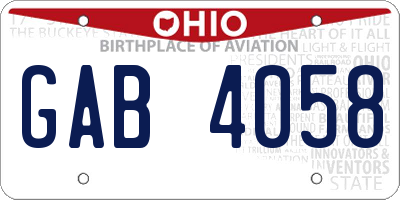 OH license plate GAB4058