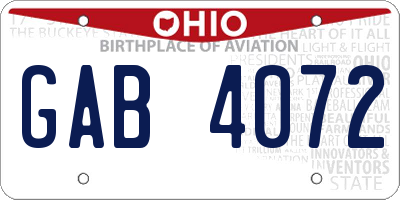 OH license plate GAB4072