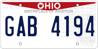 OH license plate GAB4194