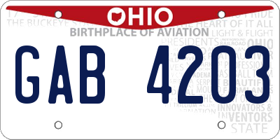 OH license plate GAB4203