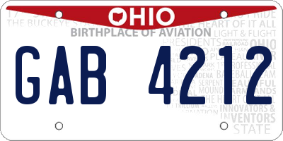 OH license plate GAB4212