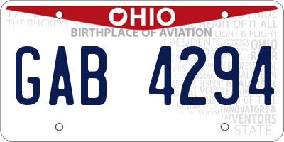 OH license plate GAB4294