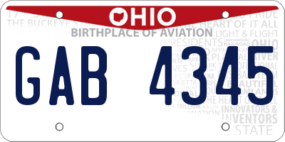 OH license plate GAB4345