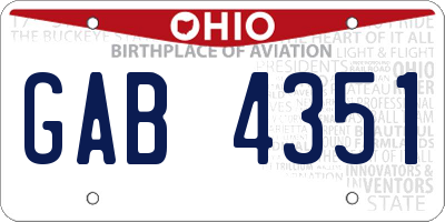 OH license plate GAB4351