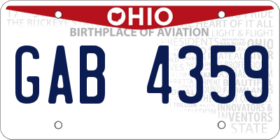 OH license plate GAB4359