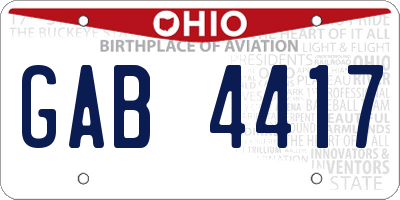 OH license plate GAB4417