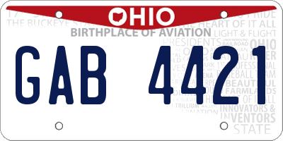 OH license plate GAB4421