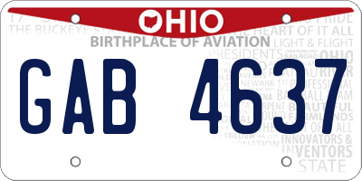 OH license plate GAB4637
