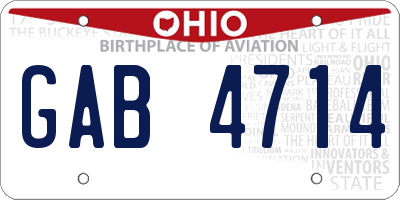 OH license plate GAB4714