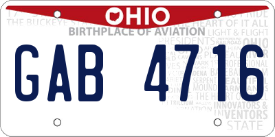 OH license plate GAB4716