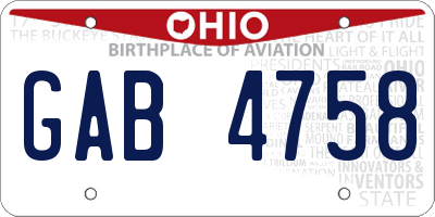 OH license plate GAB4758