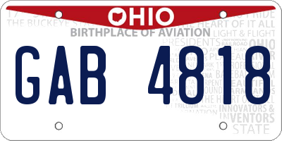 OH license plate GAB4818