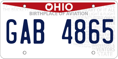 OH license plate GAB4865