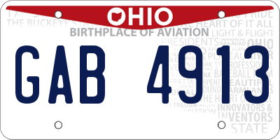 OH license plate GAB4913