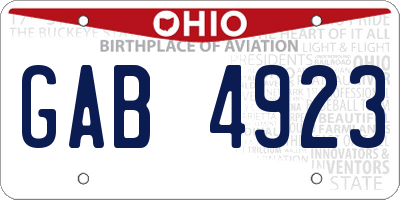 OH license plate GAB4923