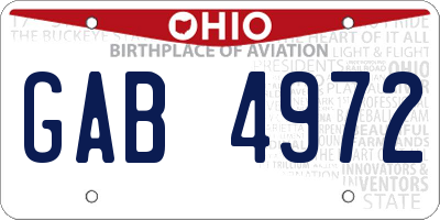 OH license plate GAB4972
