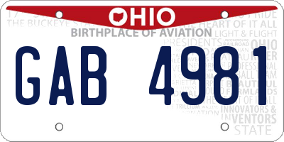 OH license plate GAB4981