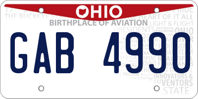 OH license plate GAB4990