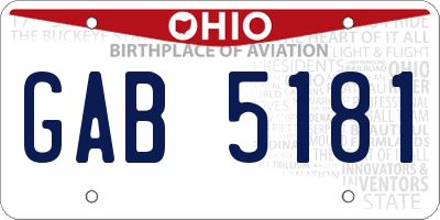 OH license plate GAB5181