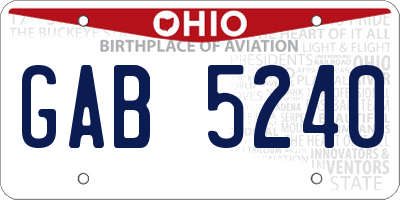 OH license plate GAB5240