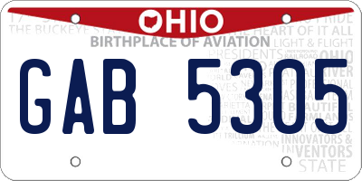 OH license plate GAB5305
