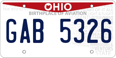 OH license plate GAB5326