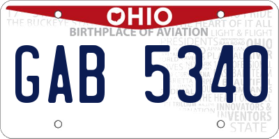 OH license plate GAB5340