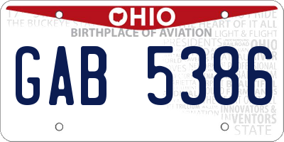 OH license plate GAB5386