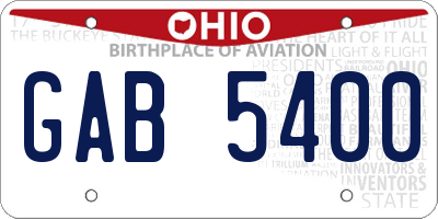 OH license plate GAB5400