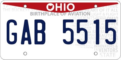 OH license plate GAB5515