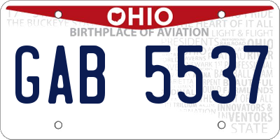 OH license plate GAB5537