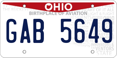 OH license plate GAB5649