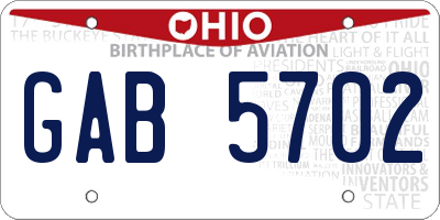 OH license plate GAB5702