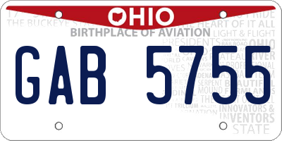 OH license plate GAB5755