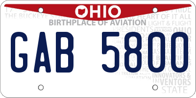 OH license plate GAB5800
