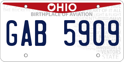 OH license plate GAB5909
