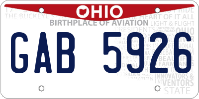 OH license plate GAB5926