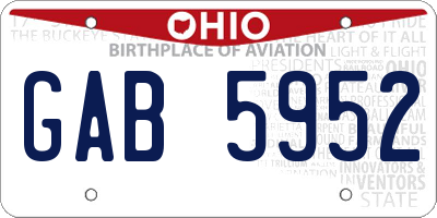 OH license plate GAB5952