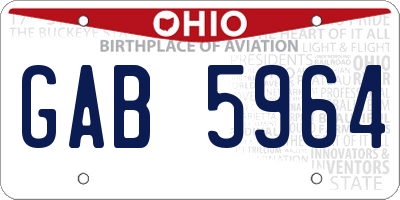 OH license plate GAB5964