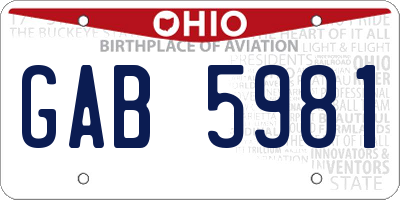 OH license plate GAB5981