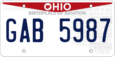 OH license plate GAB5987