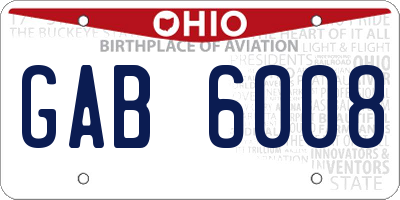 OH license plate GAB6008