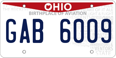 OH license plate GAB6009