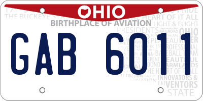 OH license plate GAB6011