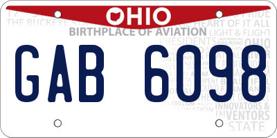 OH license plate GAB6098