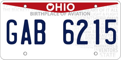 OH license plate GAB6215