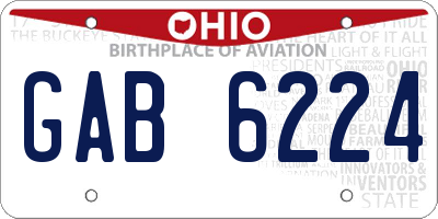 OH license plate GAB6224